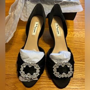 Nina Satin Jeweled Heels